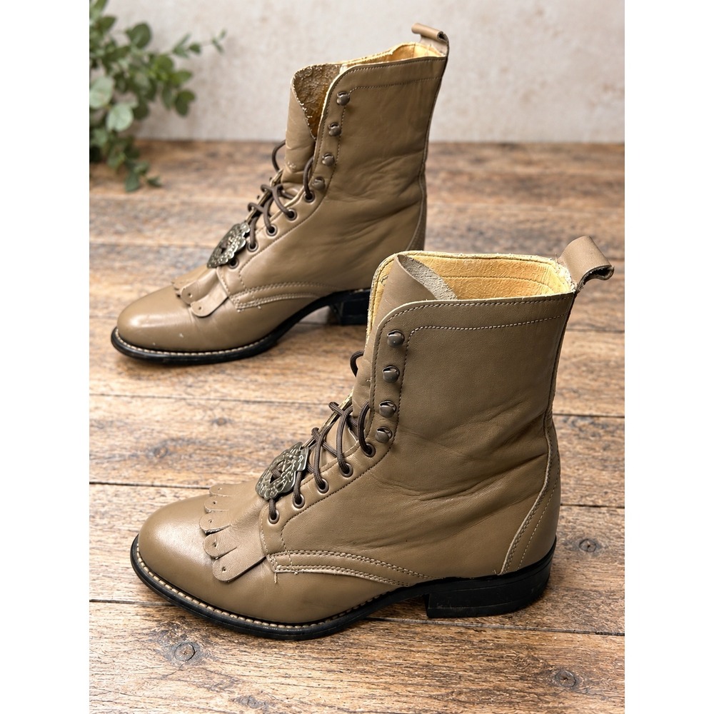 Vintage Laredo Boots Womens Sz 6.5 M Leather Lace Up Western Roper Kilty USA